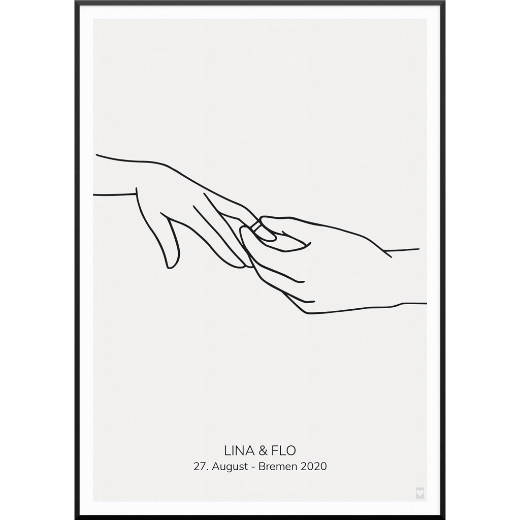 myfamposter line art poster hochzeitsposter haende