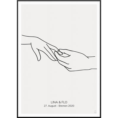 myfamposter line art poster hochzeitsposter haende